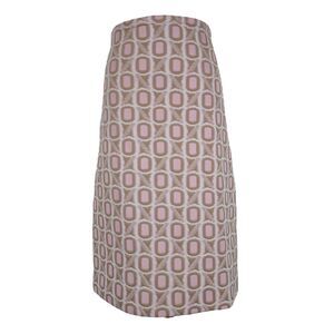 Vintage 60s Mod Knee Skirt Size XL Pink Brown Geometric Poly Jacquard